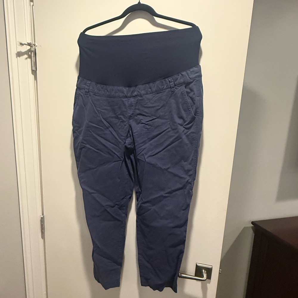 GAP Maternity Dark Blue Stretch Cropped Khaki Pants